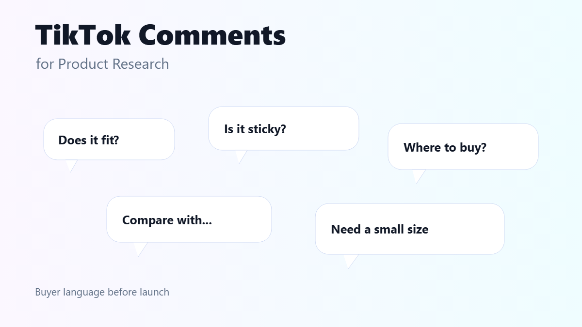 TikTok comment analysis workflow for Amazon and Shopify product research.