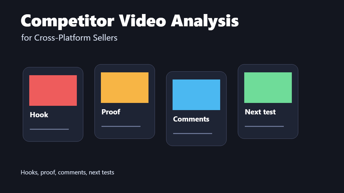 Competitor video analysis workflow for Amazon and Shopify sellers researching TikTok opportunities.