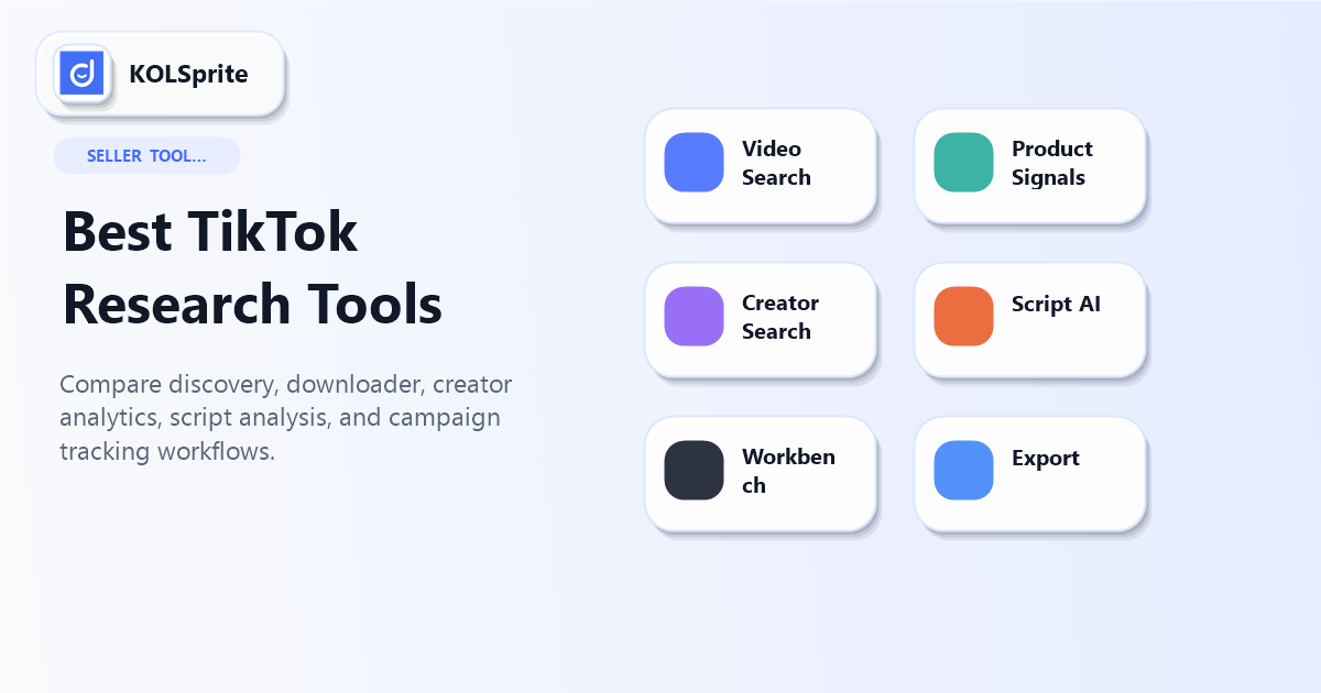  TikTok research tool stack for ecommerce sellers covering product research, creator search, video analysis, and campaign tracking.