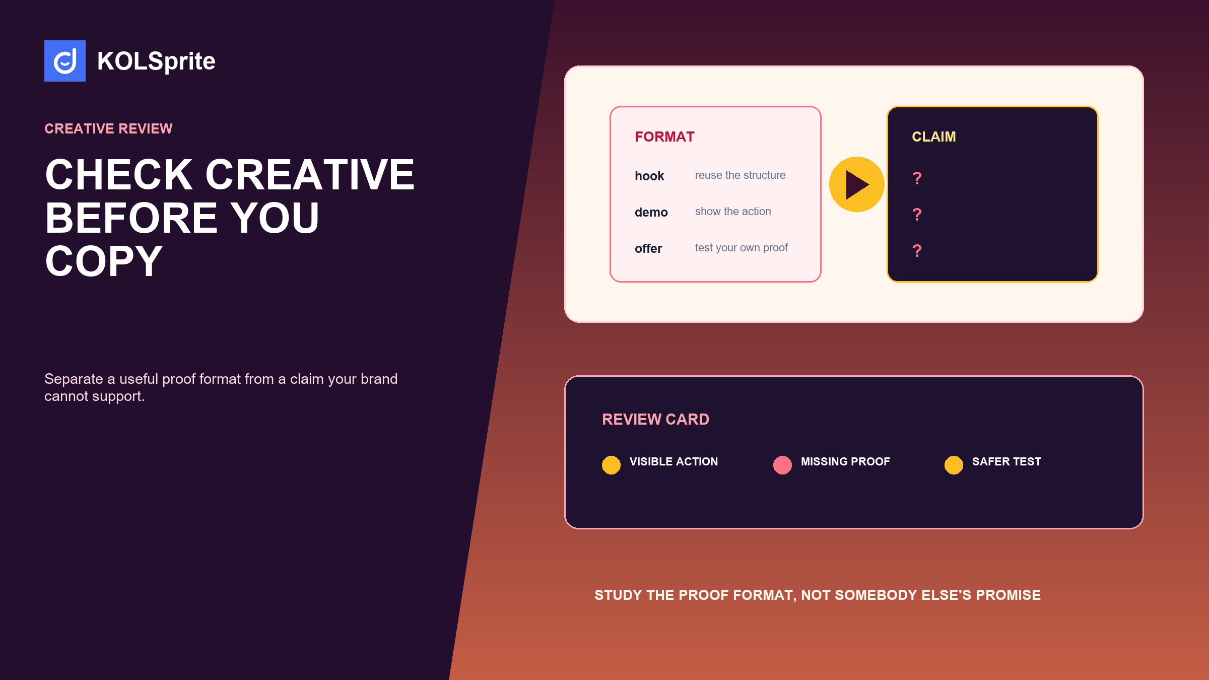 KOLSprite research dashboard for TikTok ad library with decision cards and a seller workflow.